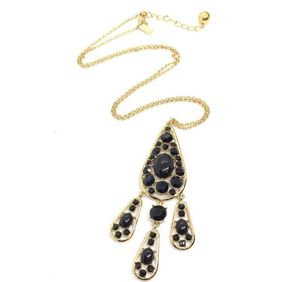 KATE SPADE NEW YORK GOLD TONE BLACK TEARDROP PENDANT NECKLACE WITH POUCH - Picture 5 of 12